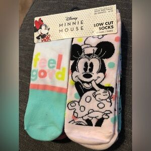 Disney Minnie Mouse women’s  Low Cut Socks - Pink, Aqua & Yellow